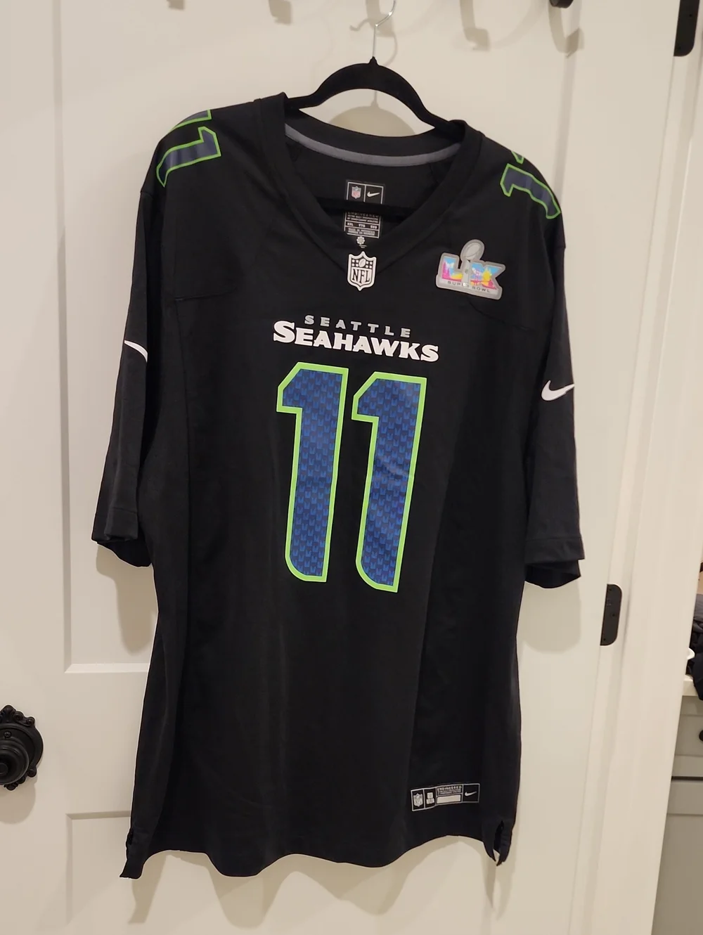 Nike Seattle Seahawks Smith - Njigba Superbowl  Jersey Black Green Blue